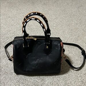 Louis-Vutton Wild At Heart Hand Bag - Black Leather w/ Pink Leopard Print Accent